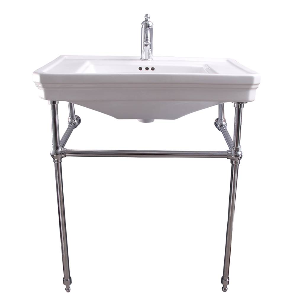 Barclay Drew 30'' Console w/Stand, White, 1 Faucet Hole, CP Stand