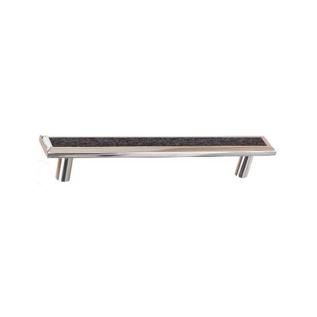 Colonial Bronze Leather Accented Rectangular, Beveled Appliance Pull, Door Pull, Shower Door Pull With Straight Posts, Frost Black x Pinseal Black Seal Leather