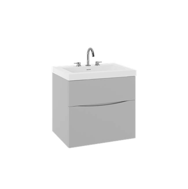 Crosswater London Mpro Double Drawer Unit With Smith Basin Top, 24In, Storm Grey