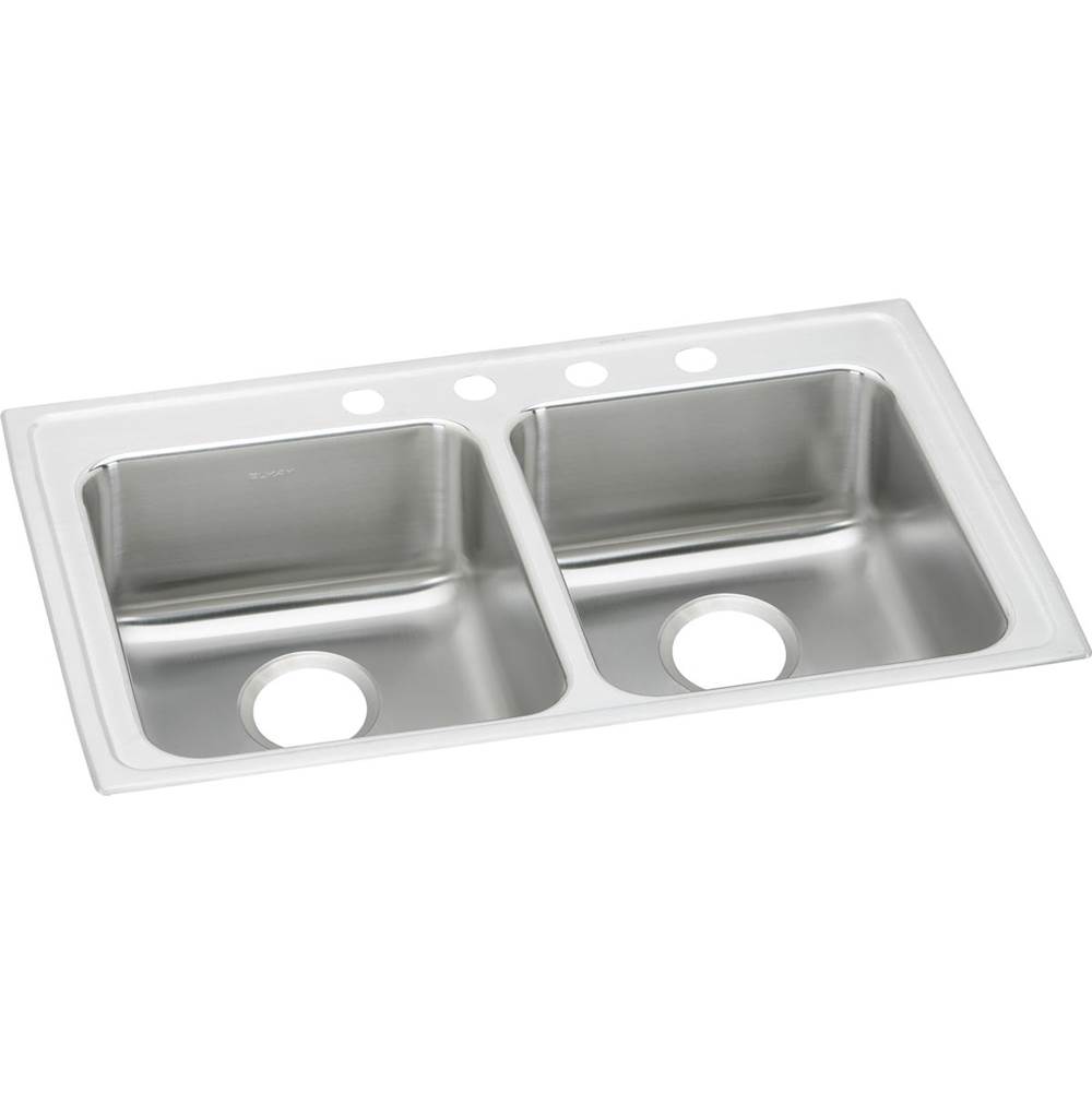 Elkay Lustertone Classic Stainless Steel 33'' x 19-1/2'' x 6-1/2'', 5-Hole Equal Double Bowl Drop-in ADA Sink