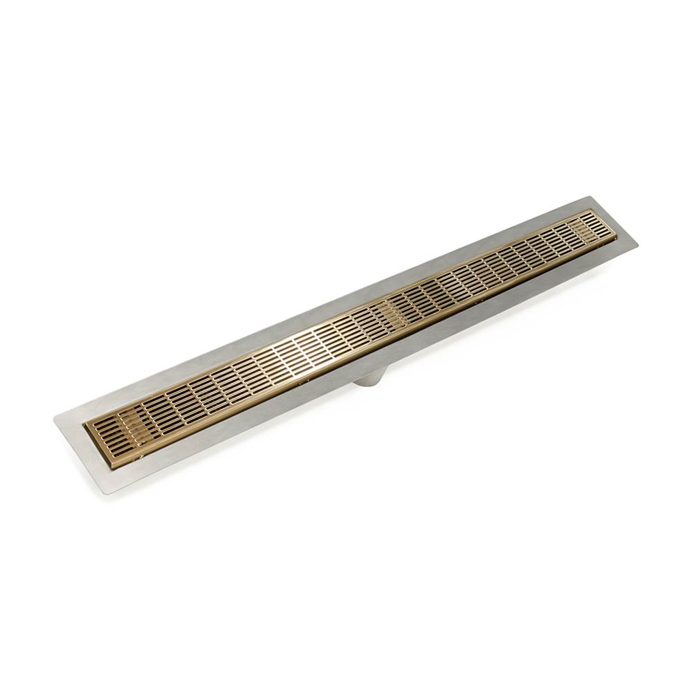 Infinity Drain 42'' FF Series Complete Kit with 2 1/2'' Perforated Slotted Grate in Satin Bronze