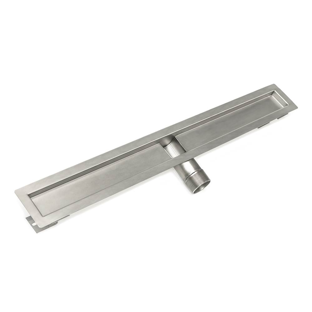 Infinity Drain 48'' Stainless Steel Side Outlet Channel with 2'' Threaded Outlet