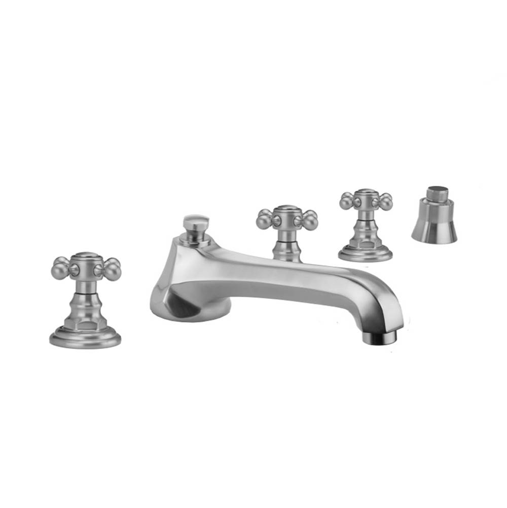 Jaclo Westfield Roman Tub Set with Low Spout and Ball Cross Handles and Straight Handshower Mount
