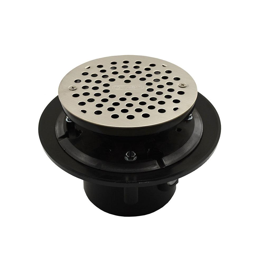 Jones Stephens 2'' x 3'' Heavy Duty ABS Drain Base with 3'' Plastic Spud and 6'' Stainless Steel Strainer