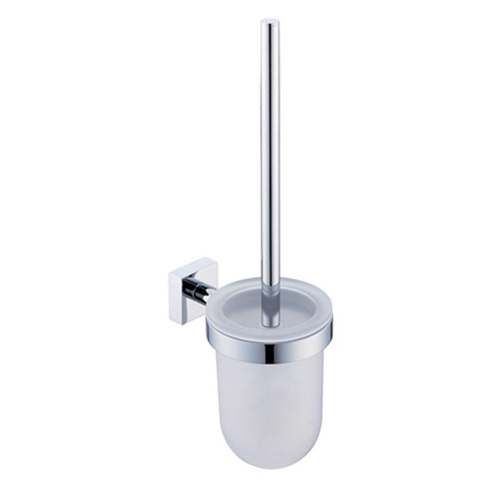 Kartners MADRID - Wall Mounted Toilet Brush Set with Frosted Glass-Polished Gold