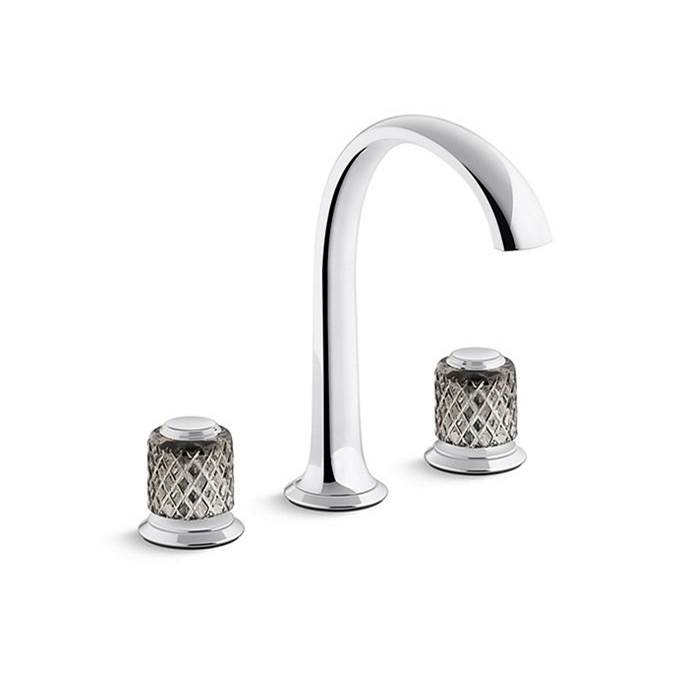 Kallista Script® Decorative Sink Faucet, Arch Spout, Saint-Louis Flannel Grey Crystal Knob Handles