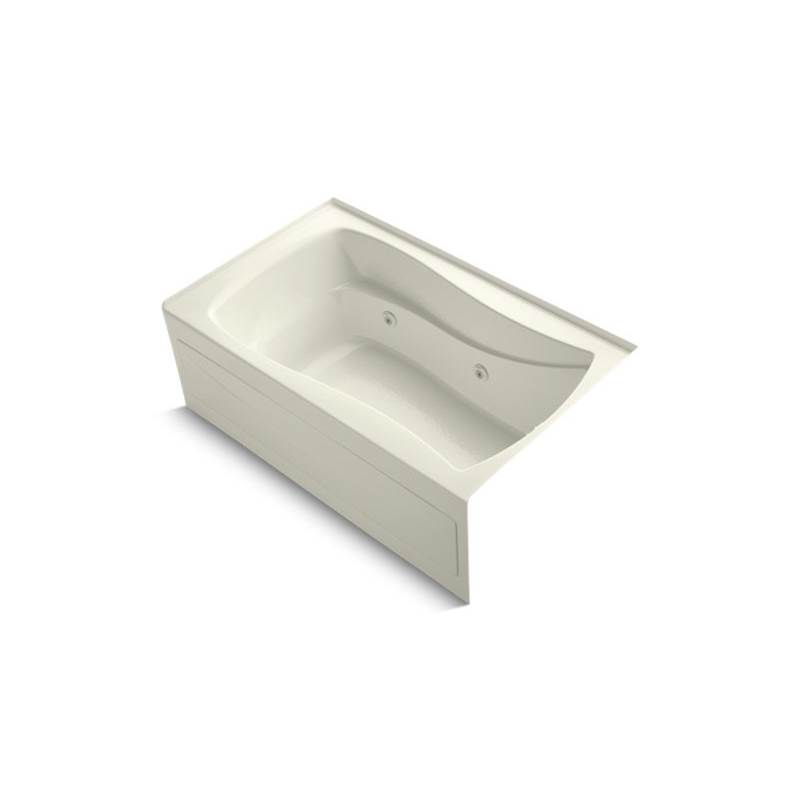 Kohler Mariposa® 60'' x 36'' alcove whirlpool bath Bask® heated surface, integral apron, and right-hand drain
