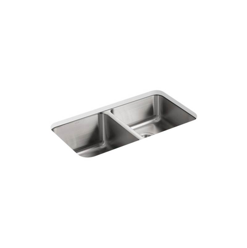 Kohler Undertone® 31-1/2'' x 18'' x 9-3/4'' Undermount double-equal kitchen sink