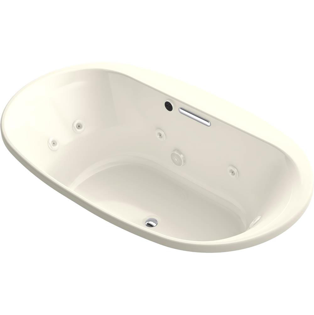Kohler Underscore® Oval 72'' x 42'' heated whirlpool bath with center drain