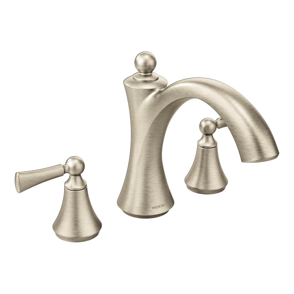 Moen Wynford 2-Handle Deck-Mount High-Arc Roman Tub Faucet with Lever Handles in Brushed Nickel (Valve Sold Separately)