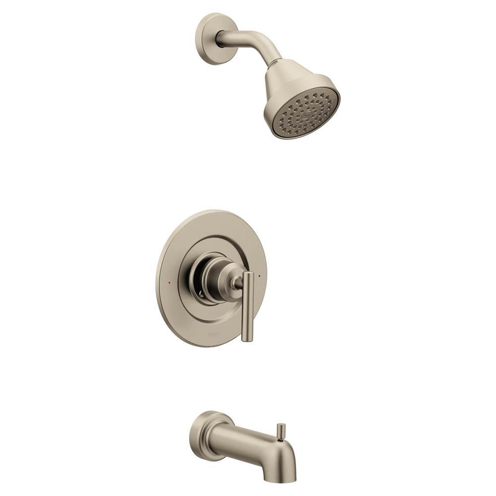 Moen Gibson Posi-Temp Pressure Balancing Eco-Performance Modern Tub and Shower Trim, Valve Required, Brushed Nickel