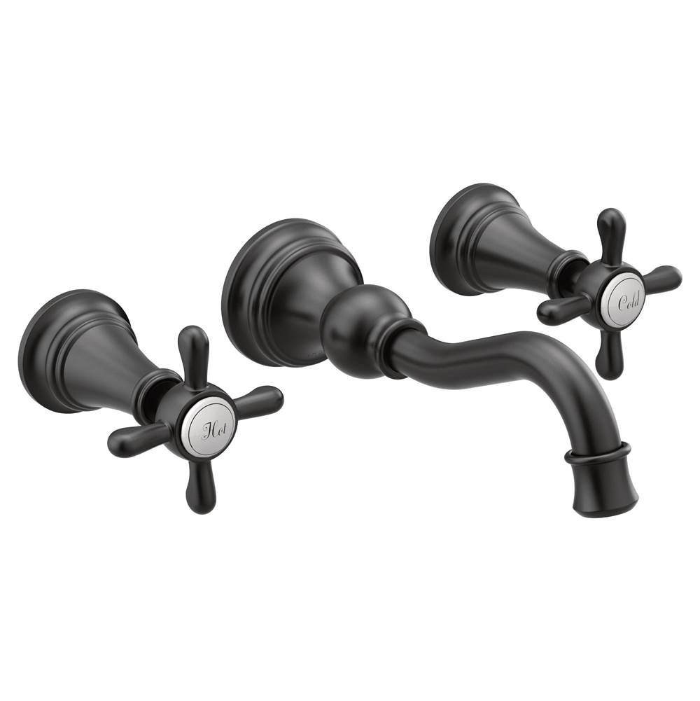 Moen Weymouth 2-Handle Wall Mount Bathroom Faucet in Matte Black (Valve Sold Separately)