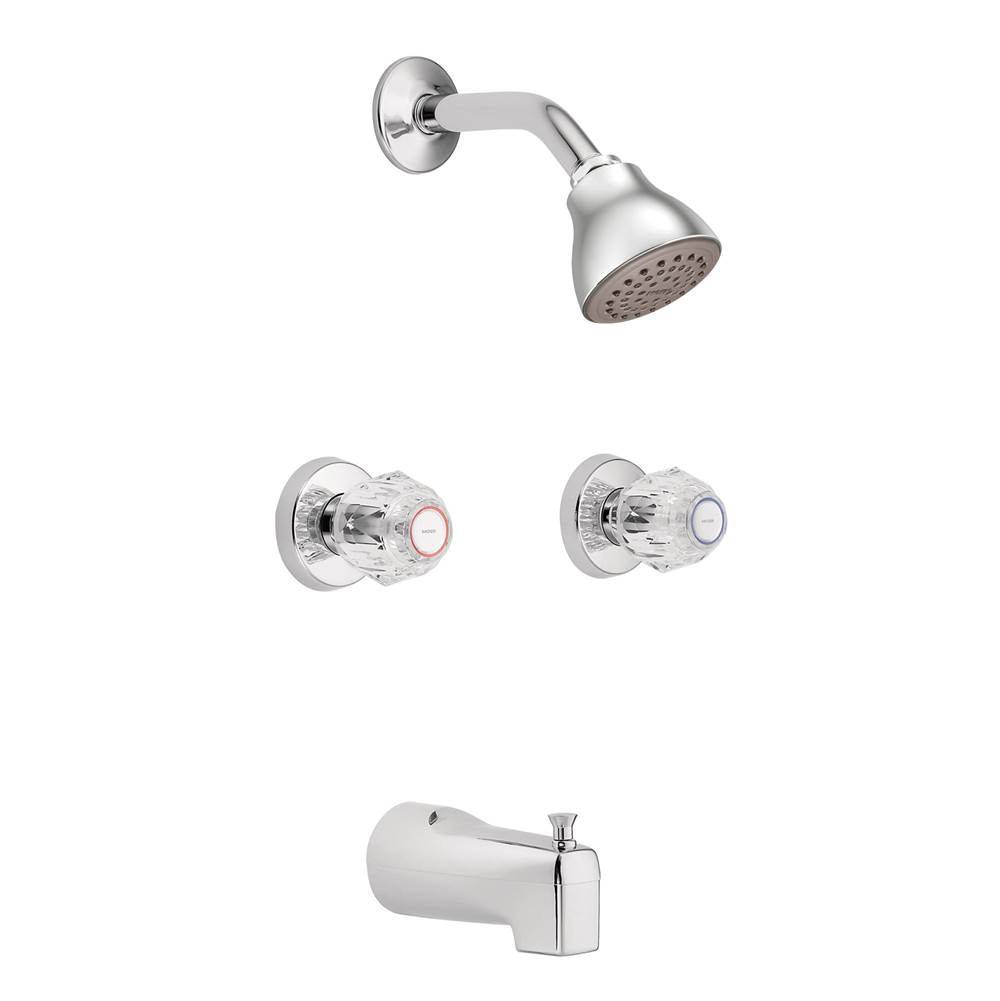 Moen Chateau Two-Handle Tub and Eco-Performance Shower Faucet, Valve Included, Chrome