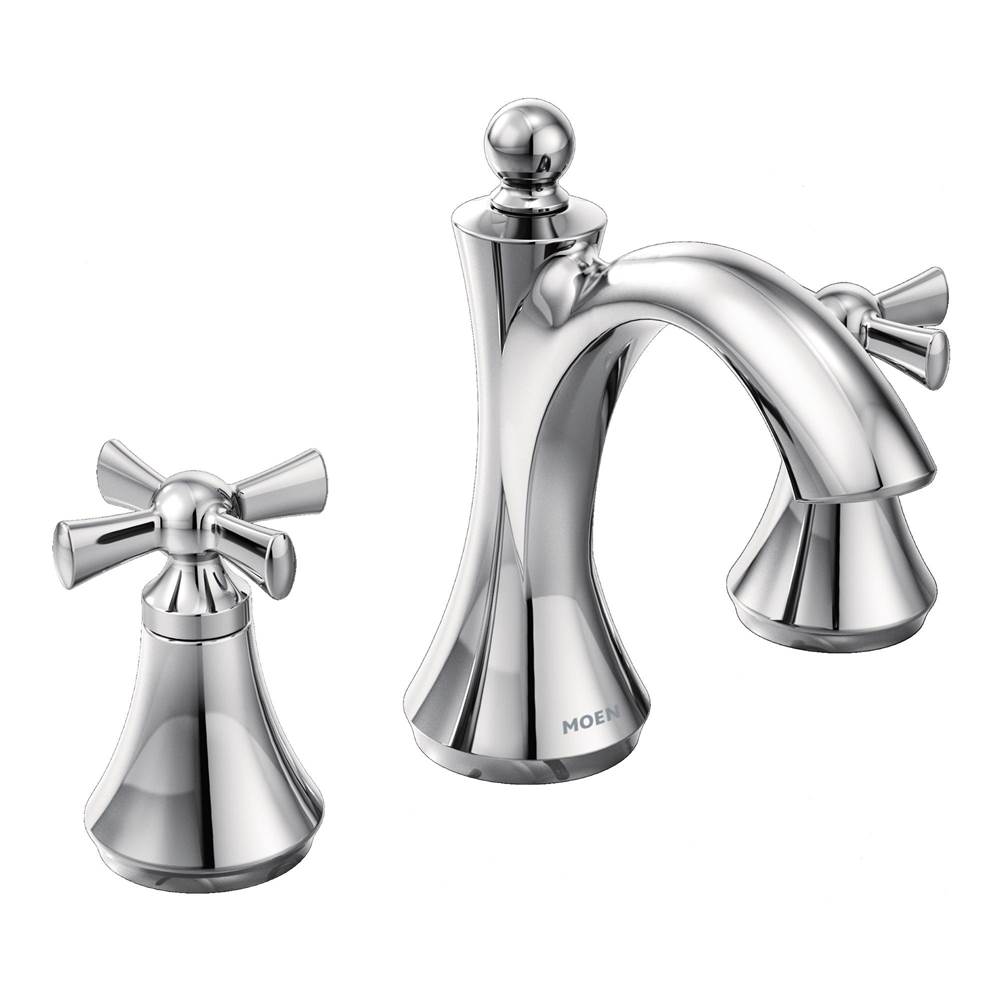 Moen Wynford 8 in. Widespread 2-Handle High-Arc Bathroom Faucet with Cross Handles in Chrome (Valve Sold Separately)