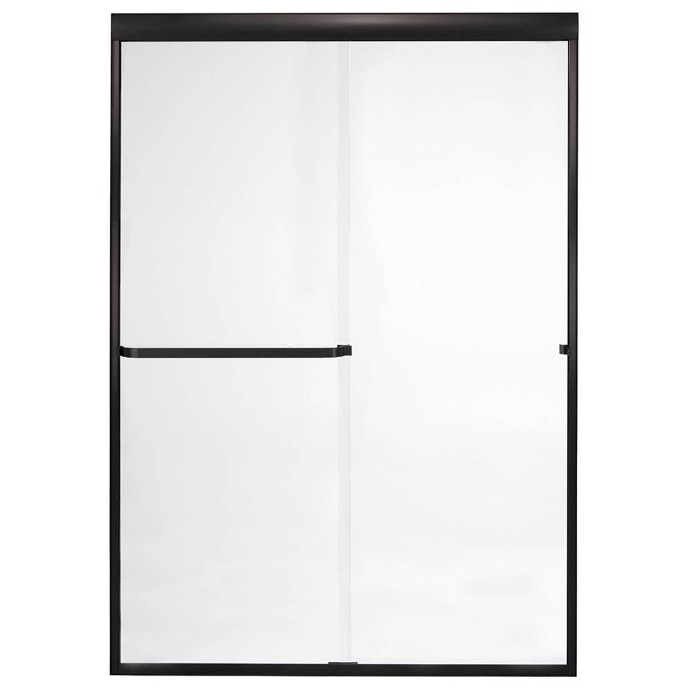Mustee And Sons Frameless Bypass Door with Clear Glass, 60'', Oil Rub Bronze