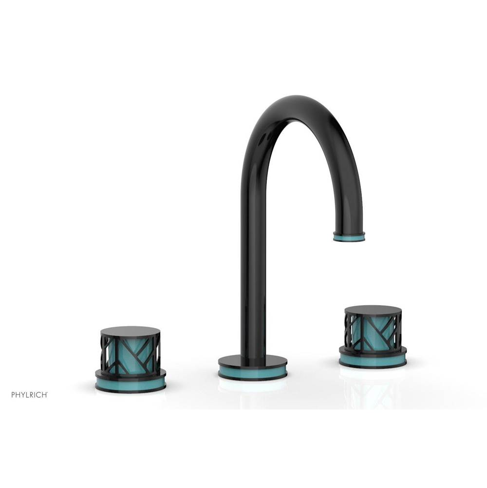 Phylrich Antique Copper Jolie Widespread Lavatory Faucet With Gooseneck Spout, Round Cutaway Handles, And Turquoise Accents - 1.2GPM