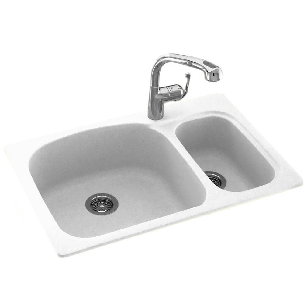 Swan KSLS-3322 22 x 33 Swanstone® Dual Mount Double Bowl Sink in Bisque