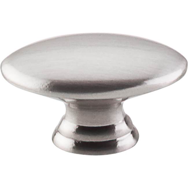 Top Knobs Flat Oval Knob 1 1/2 Inch Brushed Satin Nickel