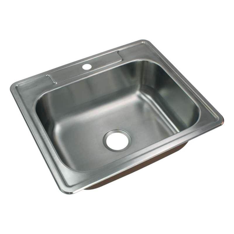 Transolid Classic 25in x 22in 18 Gauge Drop-in Single Bowl Kitchen Sink with 1 Faucet Hole