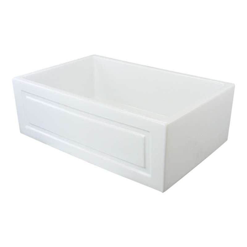 Transolid Versailles 30in x 20in Undermount Single Bowl Farmhouse Fireclay Kitchen Sink with Reversible (French/Plain) Front, in
