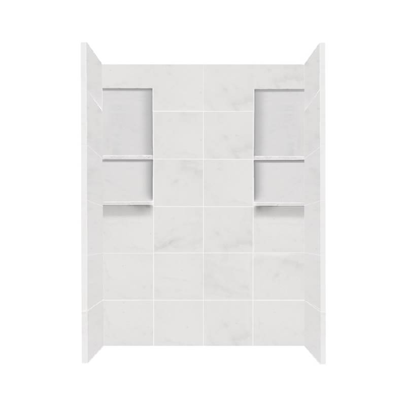 Transolid 60'' x 32'' x 80'' Solid Surface Shower Wall Surround in White Carrara