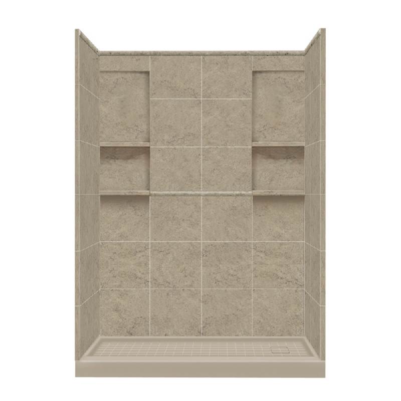 Transolid 32'' x 60'' x 83'' Solid Surface Right-Hand Alcove Shower Kit in Sand Mountain
