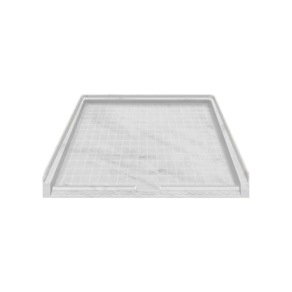 Transolid 39.5'' x 37.75'' Solid Surface Barrier-Free Right-Hand Shower Base in White Carrara