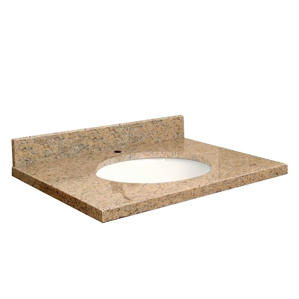 Transolid Granite 25-in x 19-in Bathroom Vanity Top with Eased Edge, Single Faucet Hole, and White Bowl in Giallo Veneziano Top, White Bowl