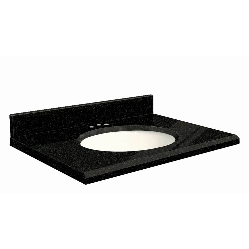 Transolid Granite 25-in x 19-in Bathroom Vanity Top with Beveled Edge, 8-in Contour, and White Bowl in Absolute Black Top, White Bowl