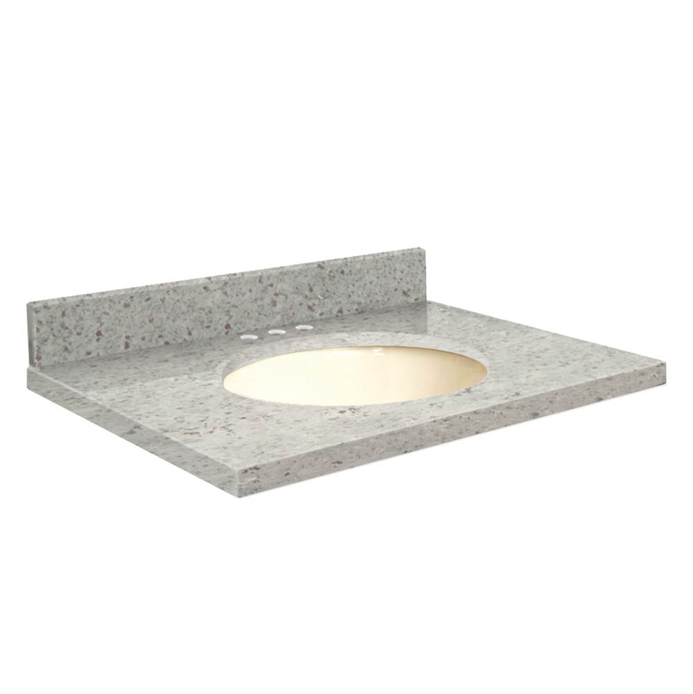Transolid Granite 49-in x 22-in Bathroom Vanity Top with Eased Edge, 8-in Centerset, and Biscuit Bowl in Giallo Parfait Top, Biscuit Bowl