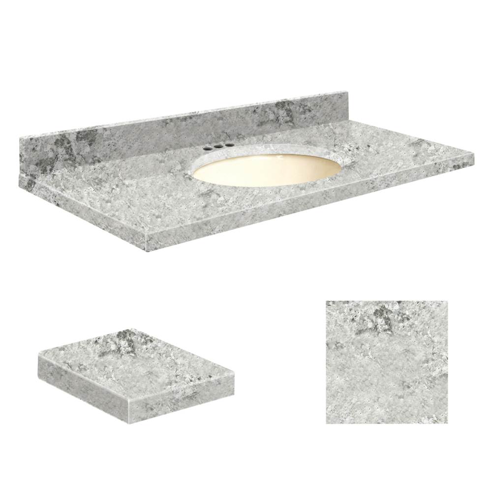 Transolid Quartz 49-in x 22-in Bathroom Vanity Top with Eased Edge, 4-in Centerset, and Biscuit Bowl in Winter Wonder Top, Biscuit Bowl