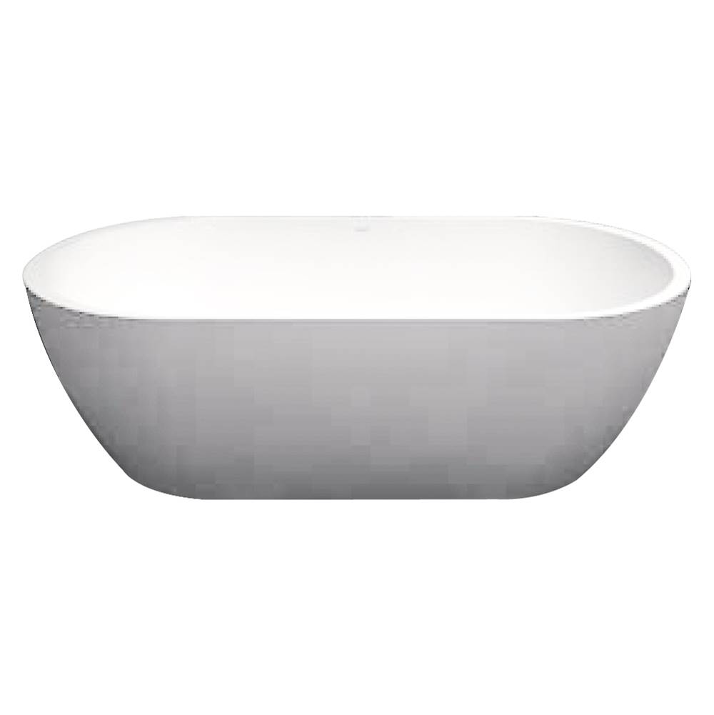 Transolid Sherwood 63-in L x 32-in W x 21-in H Resin Stone Freestanding Bathtub with center drain, in White
