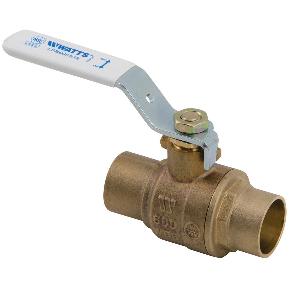 Watts 3/8 IN 2-Piece Full Port Lead Free Bronze Ball Valve, Solder End Connections